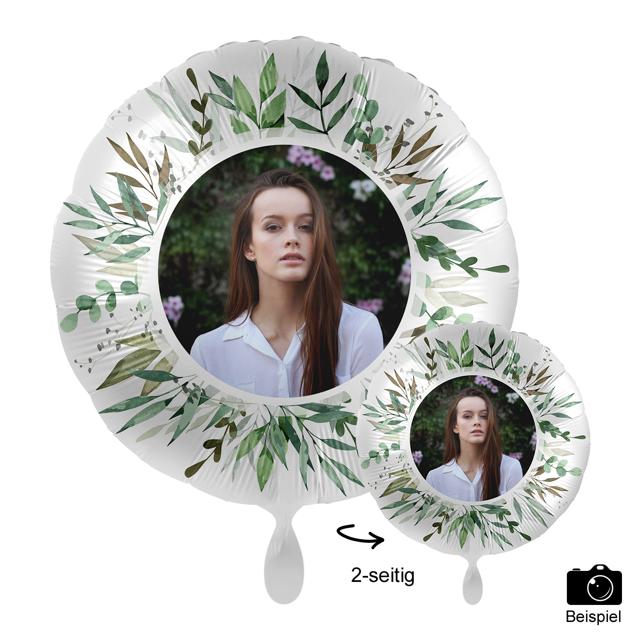 Ballon mit Foto - Natural Greenery Birthday