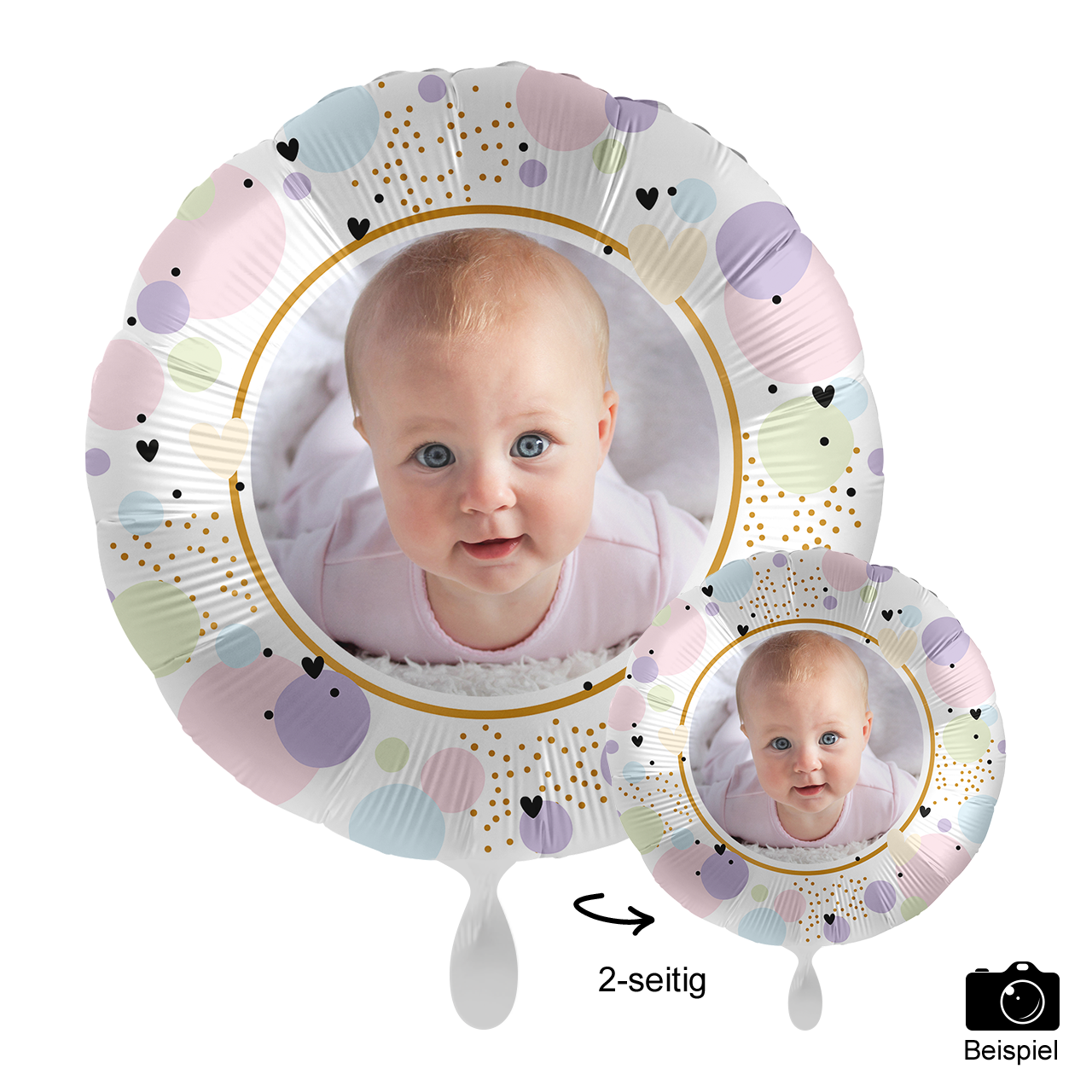 Ballon mit Foto - Pastel Hearts