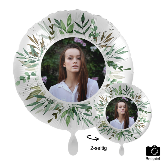 Ballon mit Foto - Natural Greenery Birthday