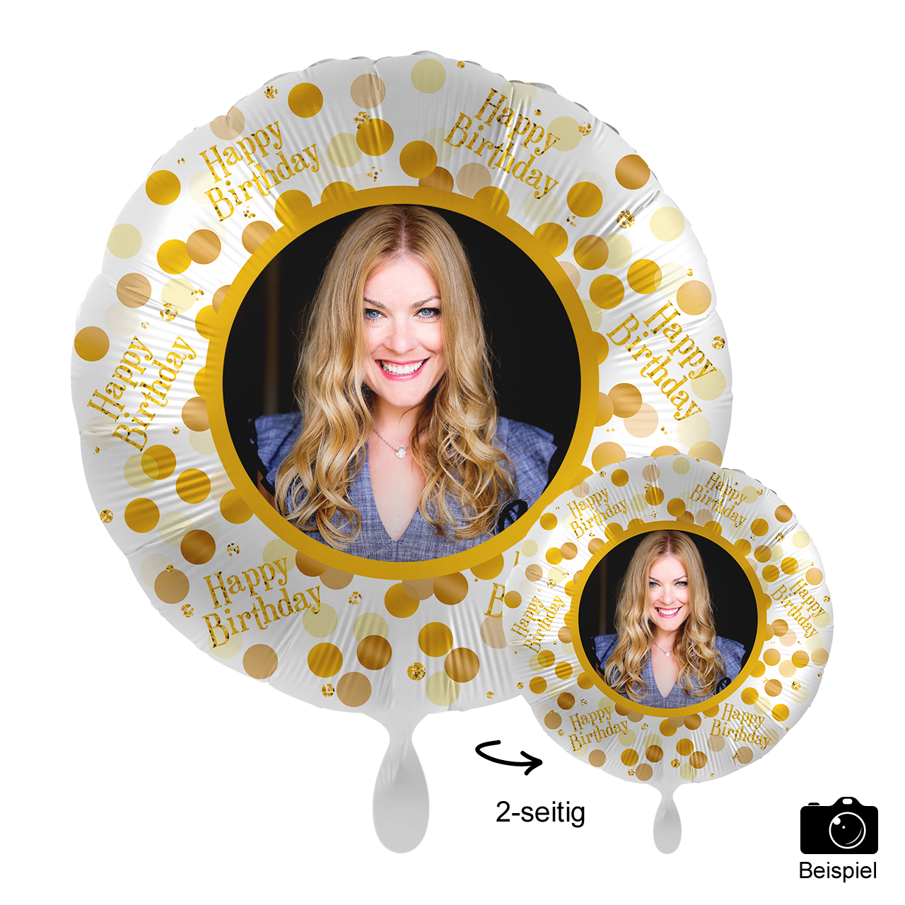 Ballon mit Foto - Golden Birthday Party
