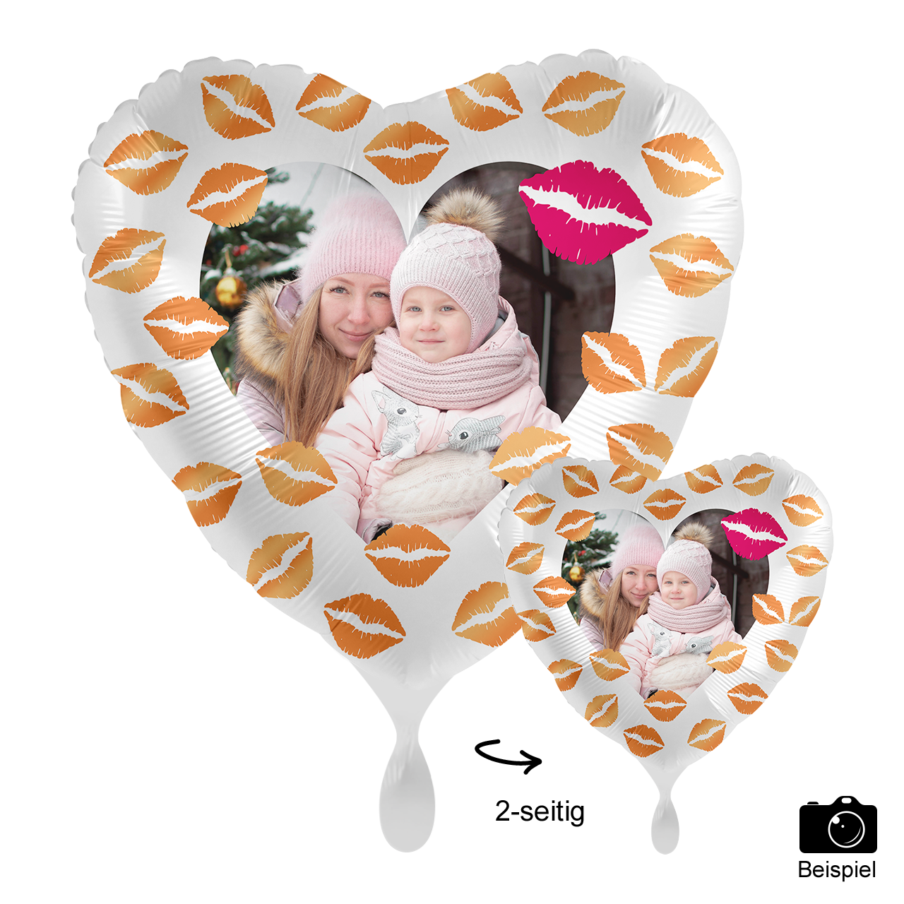 Ballon mit Foto - Hugs & Kisses